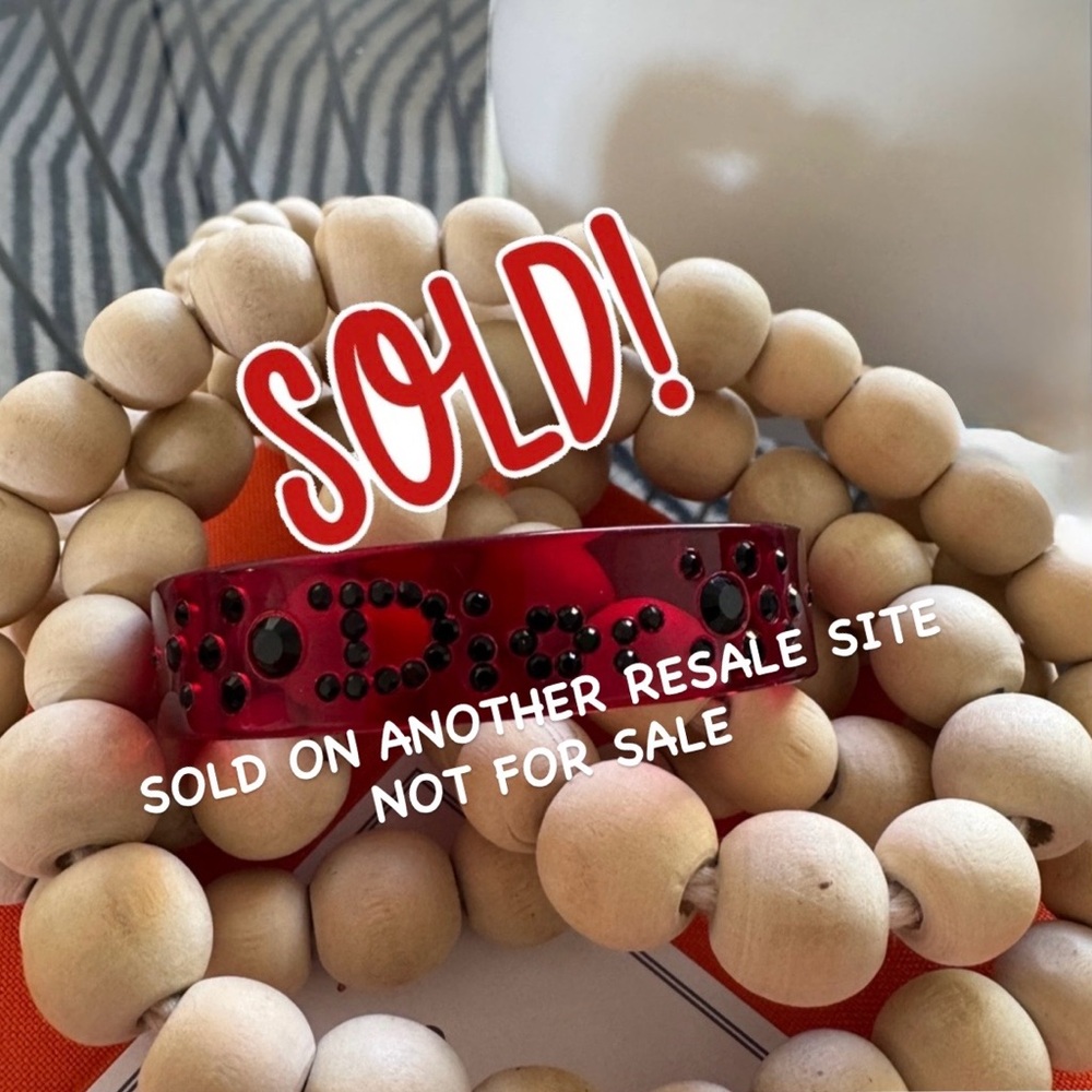 CHRISTIAN DIOR Red Lucite Bracelet Cuff with Swarovski Crystals. Vintage.